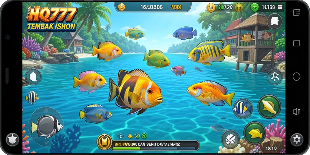 Tampilan menarik dari gameplay Tembak Ikan HQ777.