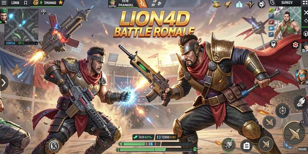 Gameplay Battle Royale yang mendebarkan di LION4D.