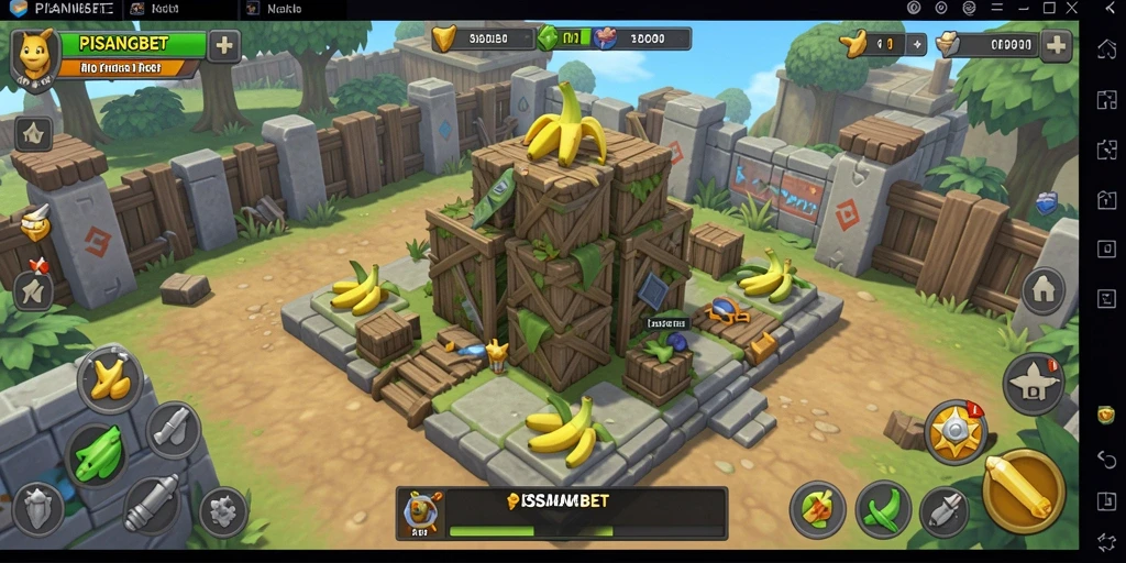 Screenshot gameplay PISANGBET menunjukkan serangan musuh dan penempatan tower strategis.