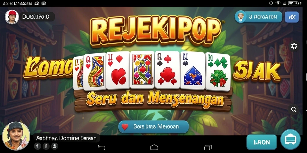 Screenshot gameplay <strong>REJEKIPOP</strong> menunjukkan keseruan bermain domino.