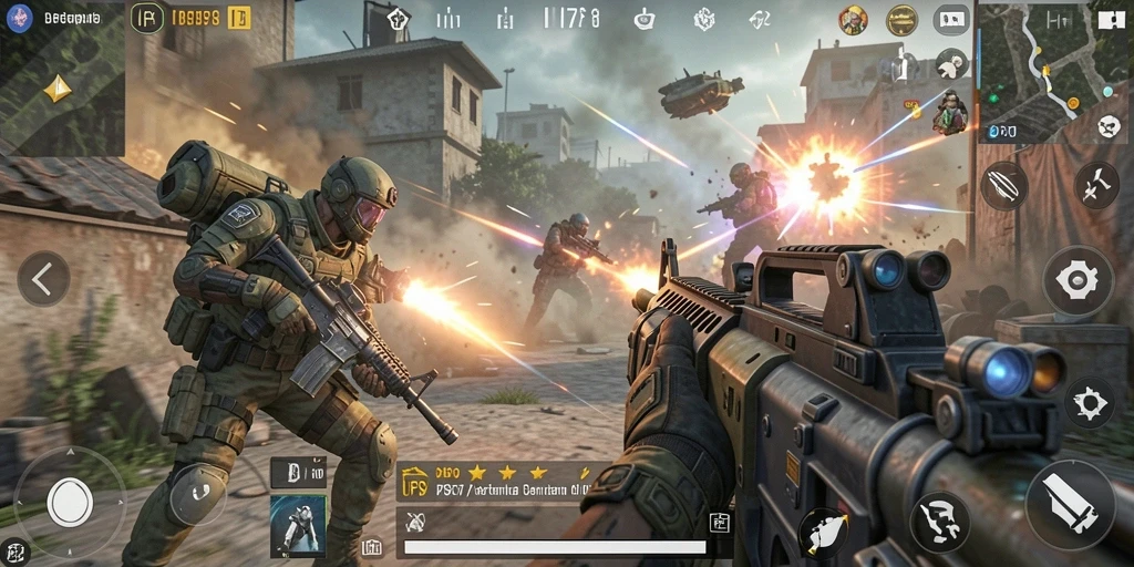 Tampilan gameplay UH77 dengan aksi pertempuran seru dan grafis menawan.