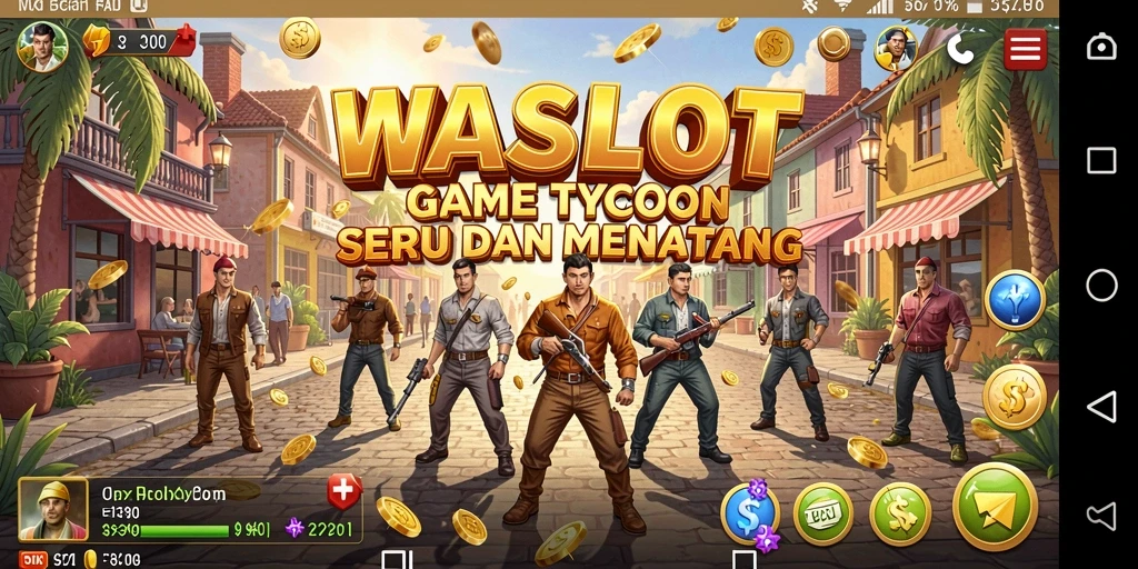 Tampilan gameplay seru di WASLOT yang menggambarkan manajemen bisnis.